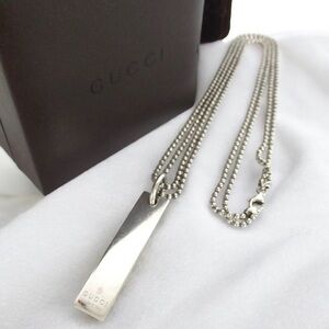 GUCCI Silver Ag925 Logo Plate Necklace 🔥